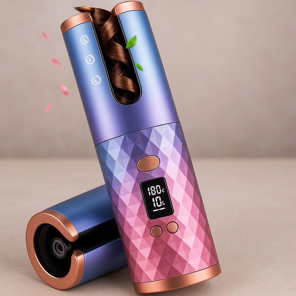 Boucleur Automatique Sans Fil – Fer à Boucler USB avec Écran LCD pour Coiffure Rapide
